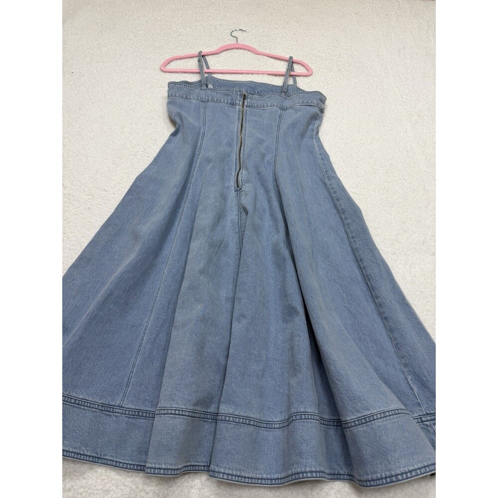 Anthropologie Pilcro Midi Dress Blue Seam Chambray Vacay Retro Boho Large NWT - Picture 7 of 10